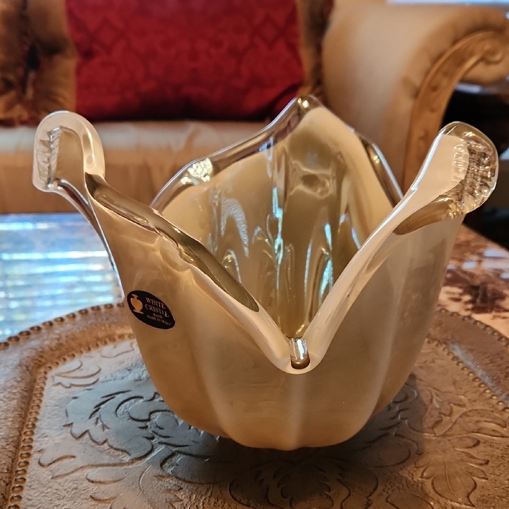 White Cristal Murano Decorative Bowl (Like New)